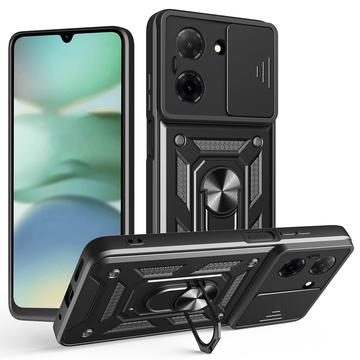 Husă Hibridă Xiaomi Redmi A5 4G/Poco C71 cu Inel Rotativ cu Ecran pentru Cameră - Negru