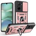 Husă Hibridă Xiaomi Redmi A5 4G/Poco C71 cu Inel Rotativ cu Ecran pentru Cameră - Auriu Roze