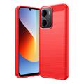 Husă TPU Brushed Xiaomi Redmi A7 Pro - Fibră de Carbon - Roșu