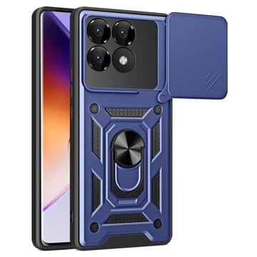 Husă Hibridă Xiaomi Redmi K70/K70 Pro/Poco F6 Pro cu Inel Rotativ cu Ecran pentru Cameră - Albastru