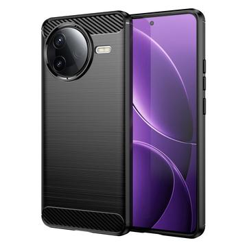 Husă TPU Brushed Xiaomi Redmi K80/Poco F7 Pro - Fibră de Carbon - Negru
