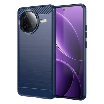 Husă TPU Brushed Xiaomi Redmi K80/Poco F7 Pro - Fibră de Carbon - Albastru
