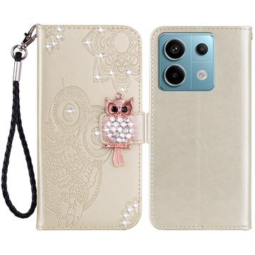 Xiaomi Redmi Note 13 Bufniță Rhinestone portofel caz