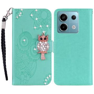 Xiaomi Redmi Note 13 Pro/Poco X6 Bufniță Rhinestone portofel caz