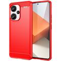 Husă TPU Brushed Xiaomi Redmi Note 13 Pro+ - Fibră de Carbon - Roșu
