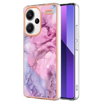 Husă TPU Xiaomi Redmi Note 13 Pro+ - Marble Pattern Electroplated IMD - Albastru / Roz