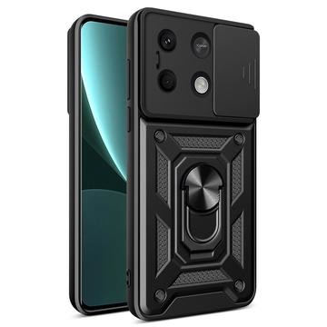 Husă Hibridă Xiaomi Redmi Note 13 cu Inel Rotativ cu Ecran pentru Cameră - Negru