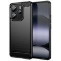 Husă TPU Brushed Xiaomi Redmi Note 14 4G - Fibră de Carbon - Negru