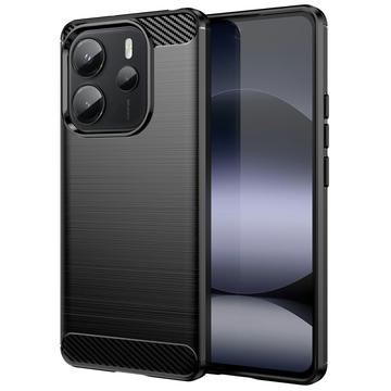 Husă TPU Brushed Xiaomi Redmi Note 14 4G - Fibră de Carbon - Negru