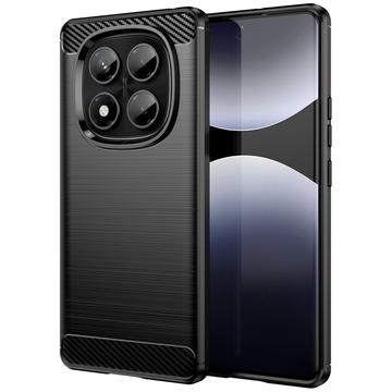 Husă TPU Brushed Xiaomi Redmi Note 14 Pro 4G - Fibră de Carbon - Negru