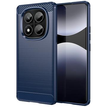 Husă TPU Brushed Xiaomi Redmi Note 14 Pro 4G - Fibră de Carbon - Albastru