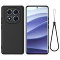 Husă din silicon lichid Xiaomi Redmi Note 14 Pro 5G, Poco X7 cu curea de mana - negru