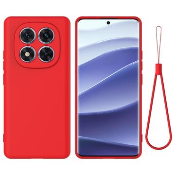 Husă din silicon lichid Xiaomi Redmi Note 14 Pro 5G/Poco X7 cu curea de mana - Roșu
