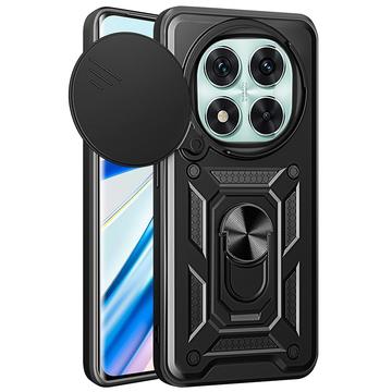 Husă Hibridă Xiaomi Redmi Note 14 Pro 5G/Poco X7 cu Inel Rotativ cu Ecran pentru Cameră - Negru