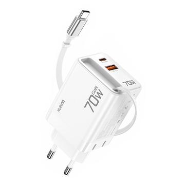 Xundd XDCH-109 Încărcător rapid GaN 70W cu cablu USB-C - mufă UE - alb