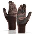Y0046 1 pereche de bărbați 1 pereche de bărbați de iarnă tricotate mănuși de iarnă cu mănuși de text pentru ecran tactil cu manșetă elastică - cafea