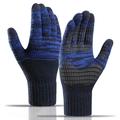 Y0046 1 pereche de bărbați 1 pereche de bărbați de iarnă tricotate mănuși de iarnă cu mănuși de text pentru ecran tactil cu manșetă elastică - albastru marin