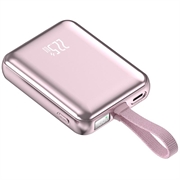 YM-1254 Mini încărcător portabil cu cablu încorporat - 20000mAh - Aur roz