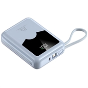 YM-1422 Mini Power Bank 20000mAh - Cablu USB-C, cablu Lightning - Albastru