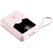 YM-1422 Mini Power Bank 20000mAh - cabluri USB-C și Lightning - roz