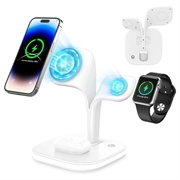 YM-UD22 Pro 3-in-1 Stație de încărcare MagSafe cu lumină de noapte - 15W - Alb