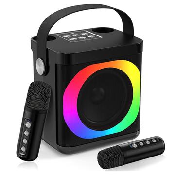 YS307 Home Karaoke Bluetooth Speaker RGB Light Loudspeaker cu 2 microfoane