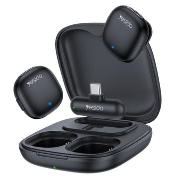 Yesido KR21 USB-C Microfon Lavalier fără fir cu AI Noise Cancelling - Negru