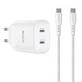 Încărcător Yesido YC109 45W Dual USB-C PD cu cablu USB-C - Alb