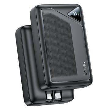 Yesido YP85 20000mAh Power Bank cu cabluri Type-C și Lightning încorporate - 22.5W - Negru