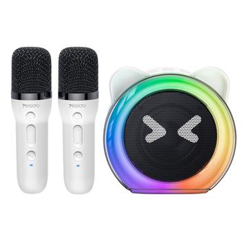 Yesido YSW36 Cute Ears Bluetooth 5.3 Difuzor karaoke cu două microfoane pentru copii - alb
