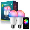 ZJ-BWBL1H-RGBWWW-2P 2PCS Voice 220V LED Bulbi WiFi Bluetooth 2.4G 10W Smart Lamp Bulbs