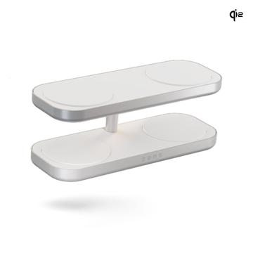 Zens Aluminium Quattro Wireless Charger Pro 4 cu adaptor de alimentare 65W - compatibil MagSafe, Qi2 - alb