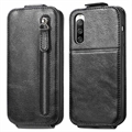 Husă Flip Vertical Sony Xperia 10 IV cu Buzunar cu Fermoar - Negru