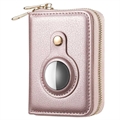 Portofel cu Fermoar cu Suport Apple AirTag și RFID - Roz