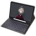 Husă cu tastatură Bluetooth pentru iPad 10.2 (2019/2020/2021), cu taste rotunde și slot pentru Pencil – dispunere US – negru