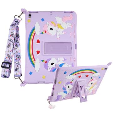 iPad 10.2 2019/2020/2021 Carcasă drăguță Unicorn cu kickstand și curea - violet