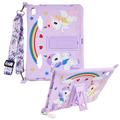 iPad 2022/2025 Carcasă drăguță Unicorn cu Kickstand și curea - Violet