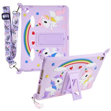 iPad 9.7 2017/2018 Carcasă drăguță Unicorn cu Kickstand și curea - Violet