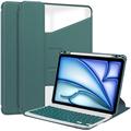 iPad Air 11 2024/2025 Husă inteligentă rotativă 360 cu tastatură Bluetooth - Verde negricios