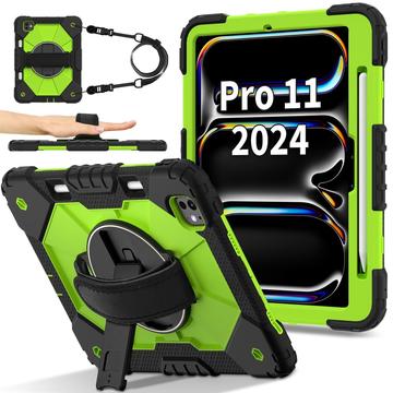 Husă iPad Pro 11 (2024) cu Curea de Mână - Heavy Duty 360 - Verde
