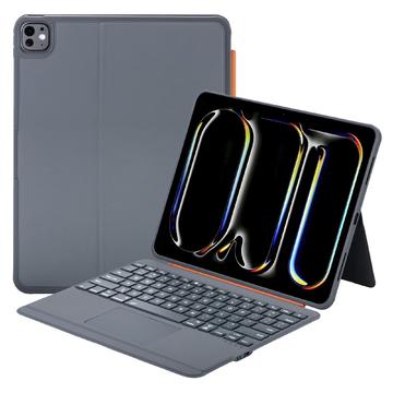 iPad Pro 13 2024/2025 K09 Husă magnetică din piele cu tastatură și touchpad - Negru