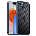 Husă Hibrid iPhone 15 - iPaky - Fibra de Carbon - Albastru