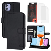 Husă de portofel din piele MyTPhone CardMate pentru iPhone 11 - negru