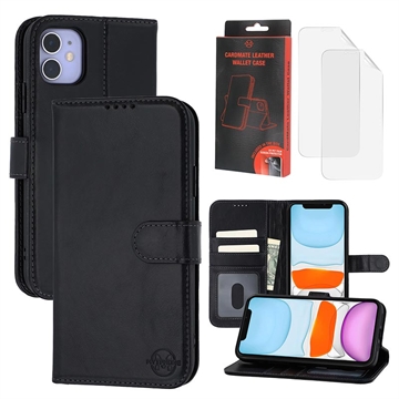 Husă de portofel din piele MyTPhone CardMate pentru iPhone 11 - negru