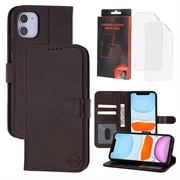 Husă de portofel din piele MyTPhone CardMate pentru iPhone 11 - maro închis