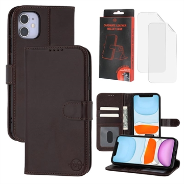 Husă de portofel din piele MyTPhone CardMate pentru iPhone 11 - maro închis