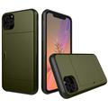 Husă Hibridă iPhone 11 Pro cu Slot Glisant pentru Card - Verde Army