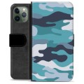 Husă Portofel Premium - iPhone 11 Pro - Camuflaj Albastru