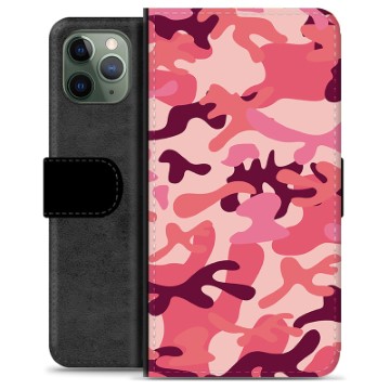 Husă Portofel Premium - iPhone 11 Pro - Camuflaj Roz