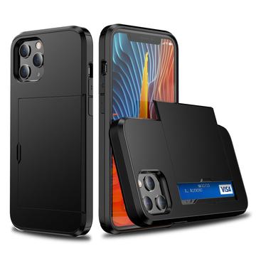 Husă Hibridă iPhone 12/12 Pro cu Slot Glisant pentru Card - Neagră